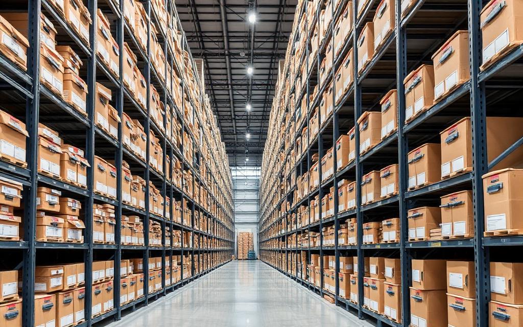 Centre d'archivage professionnel avec rayonnages et boîtes d'archives